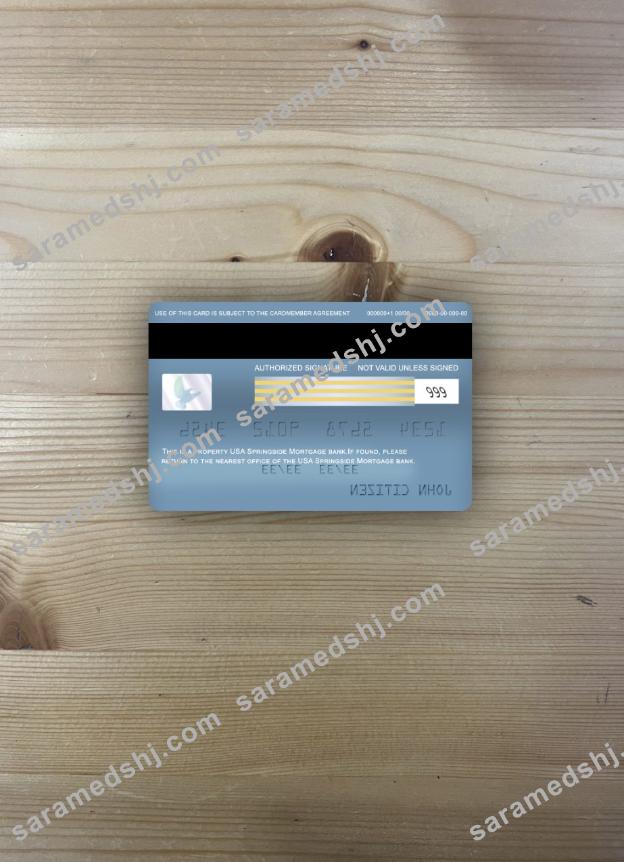 USA Springside Mortgage bank visa signature card photolook back